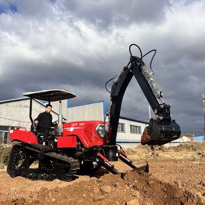 Сельскохозяйственный мини-трактор 4WD, сельскохозяйственный трейлер 120 лошадиных сил с экскаватором